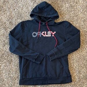 Oakley Dark Blue Hoodie with Red and White Logo